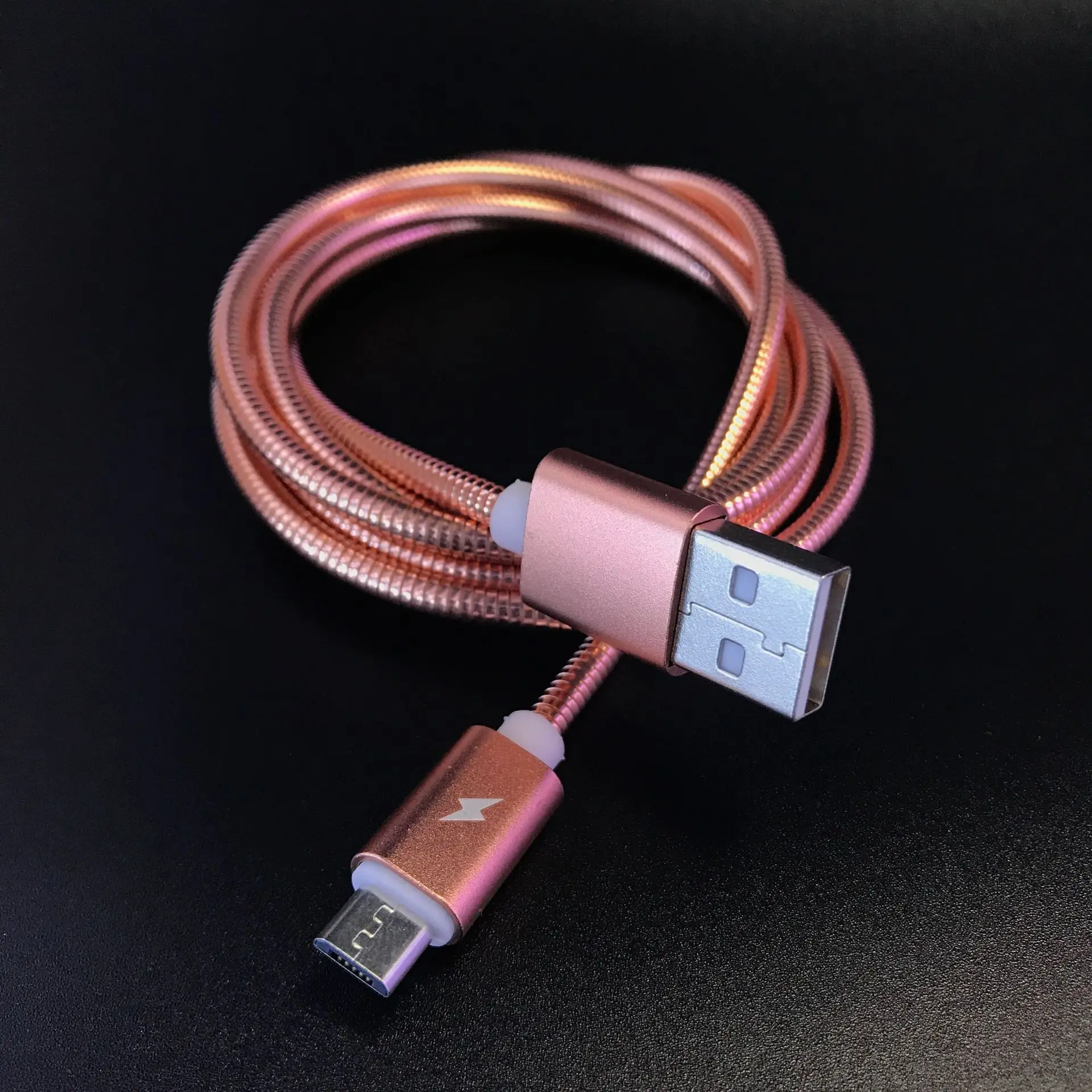 2.4A Быстрый 8pin type C mi cro USB кабель 1 м металлический пружинный кабель для передачи данных зарядное устройство для телефона для Xiaomi mi huawei samsung sony Iphone X Кабель