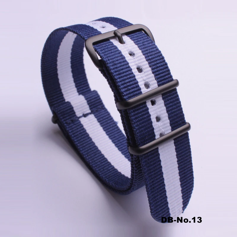 2 Blue 1 White Роскошные цвета NATO ремешок для часов нейлоновый ремешок черное кольцо Пряжка 18 мм 20 мм 22 мм 24 мм полосатый сменный ремешок аксессуары для часов ремень - Цвет ремешка: 2 Blue 1 White