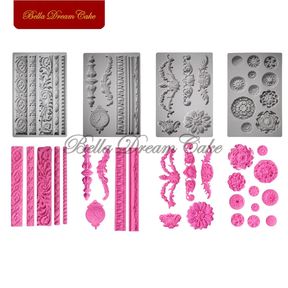 

Flower Gem Clock Emboss Silicone Mold Fondant Chocolate Mould Furniture Handmade Soap Decor Molds Cake Decorating Tools Bakeware
