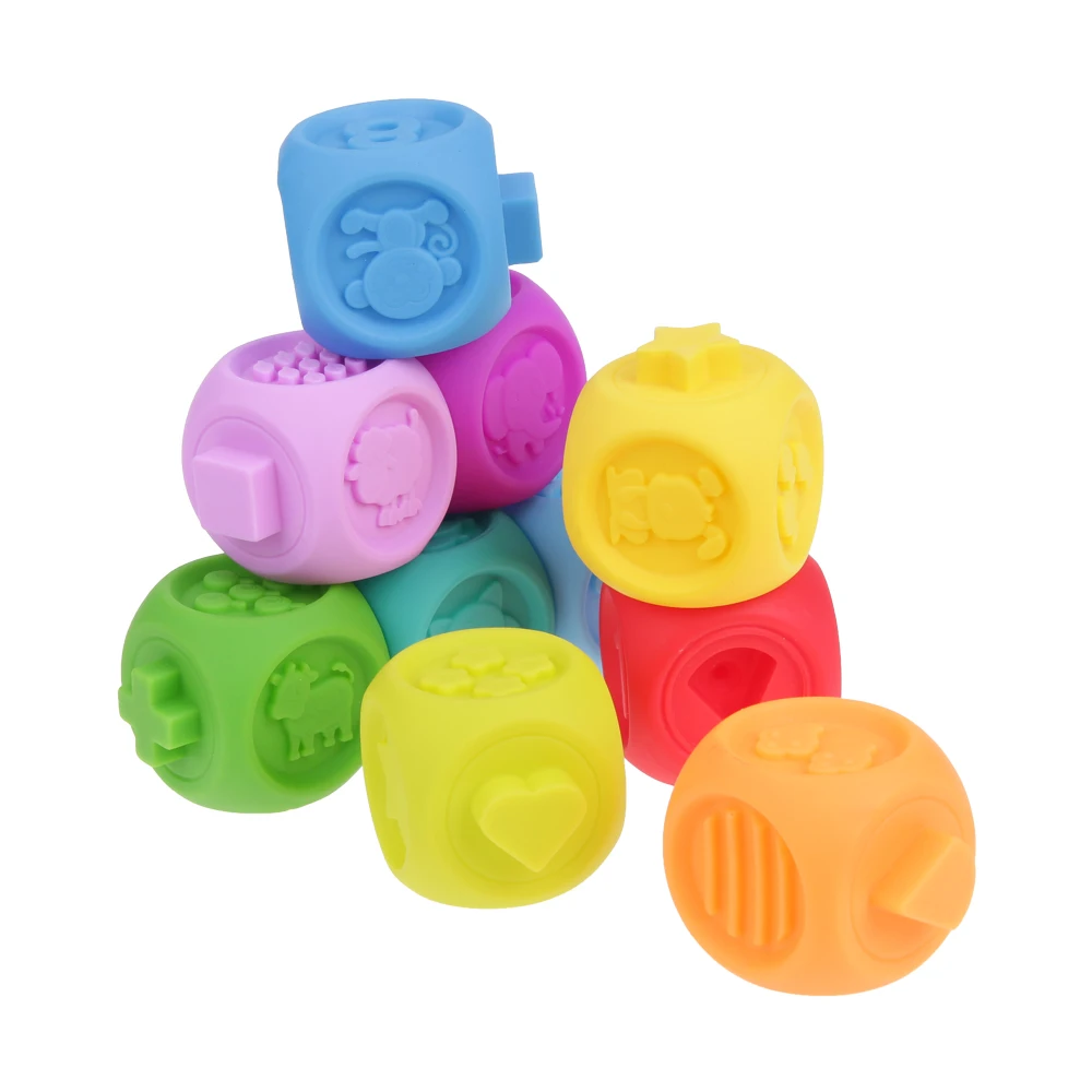 Quaslover, детская игрушка, Детские Силиконовые строительные блоки, 3D сенсорные мягкие шарики для рук, массажные с резиновым покрытием, Прорезыватель для зубов, сдавливающая игрушка, Игрушки для ванны