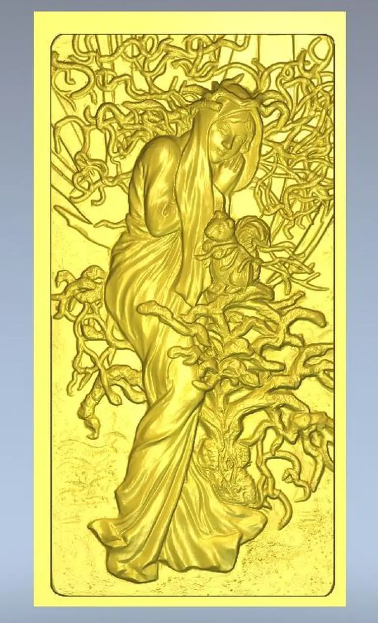 Зимняя женская 3d модель рельеф для ЧПУ в формате STL|3d model relief|3d relief modelfor cnc |