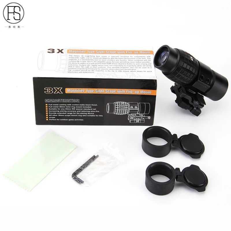 Hunting Shooting Accessories 3x Magnifier Scope Tactical Optics Military Airsoft Gun Magnifying Matt Black 20mm Rail | Спорт и
