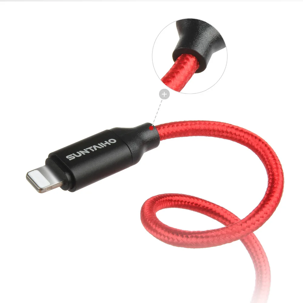 USB кабель для iPhone 8 Plus 7 Suntaiho позолоченный Fever нейлон быстрая зарядка дата lighttig X