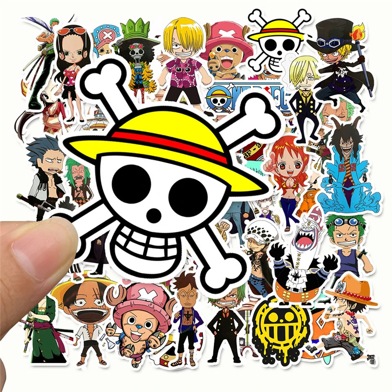 Pegatinas de Luffy de una pieza para coche, Laptop, mochila de PVC, almohadilla de calcoman&iacute;a para el hogar, bicicleta, PS4, impermeable, 50 unids/lote, 2020-0