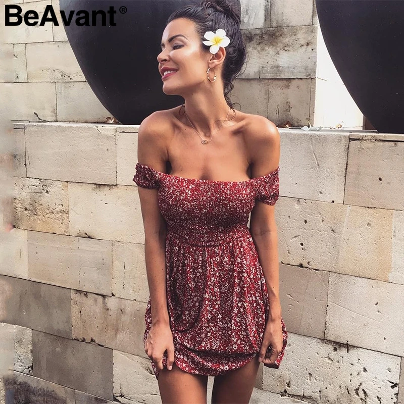 BeAvant 2018 летнее сексуальное платье с открытыми плечами женское пляжное в стиле