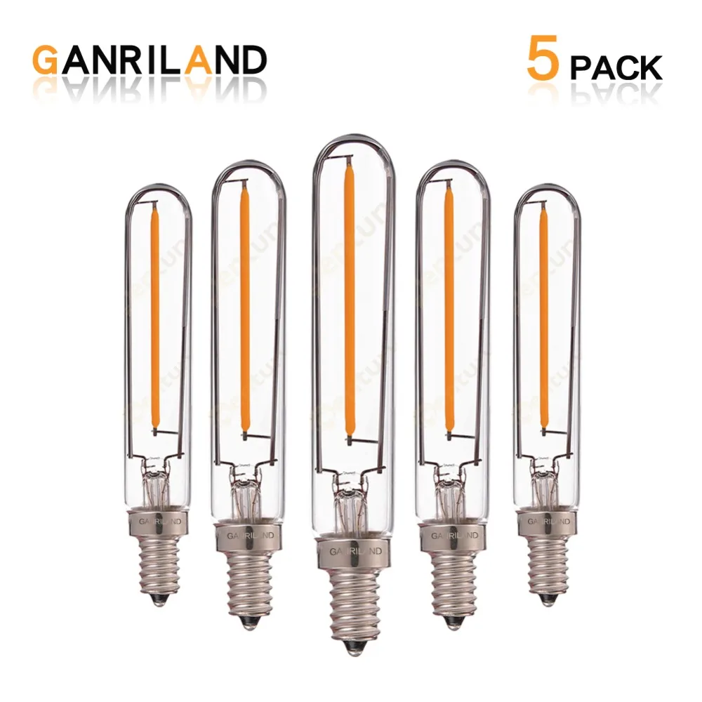 

GANRILAND T20/T6 Tubular Lamp Retro Dimmable LED Long Filament Bulb 1W 2200K E12 E14 Base 110V 220VAC Chandelier Pendant Lights