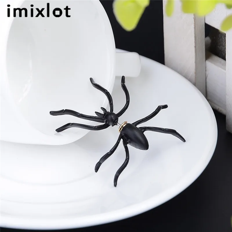 Imixlot 1 пара панк двухсторонний насекомое гвоздик в виде паука Серьги