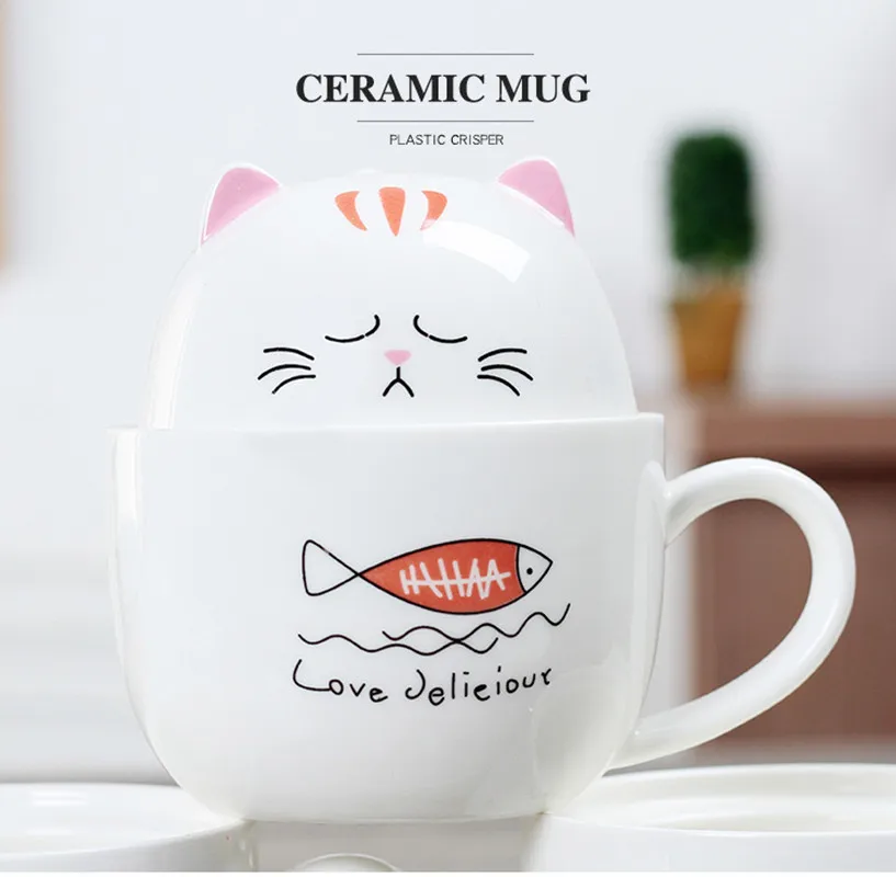 Креативные кружки с объемным рисунком кота большой емкости милые керамические