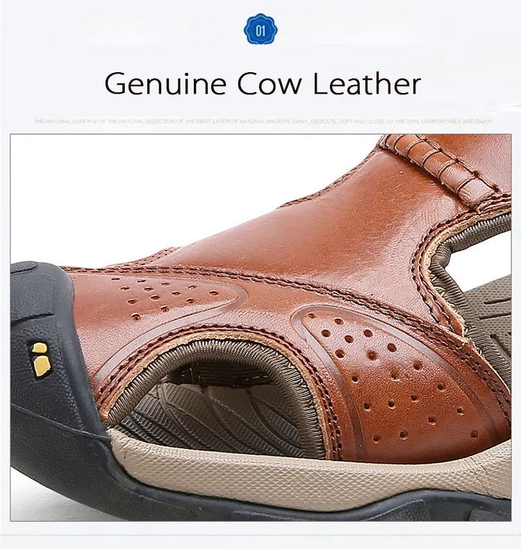 Merkmak/летние пляжные сандалии из натуральной кожи; нескользящая мужская повседневная обувь; удобные защитные сандалии
