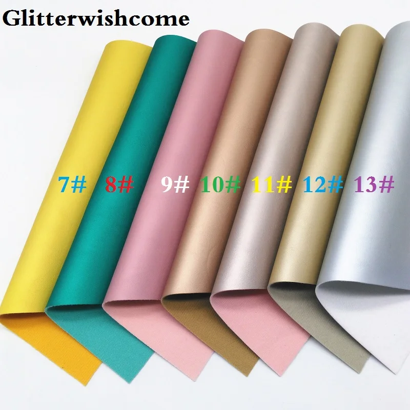 Glitterwishcome 30X134 см мини рулон синтетическая кожа, Флуо металлик гладкая кожа ткань винил для луков, GM015A