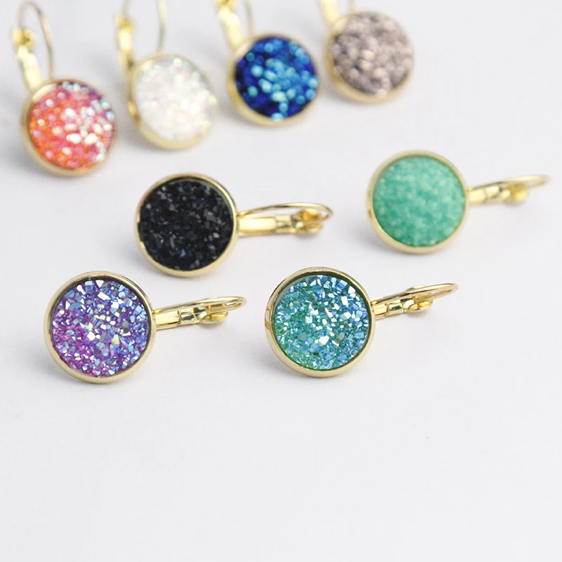 Французские роскошные круглые зажимы для подвески серьги женщин разноцветные