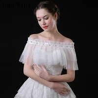 janevini beaded summer bolero off shoulder lace up pearls bride wraps white wedding cape bridal bolero para vestido de noiva