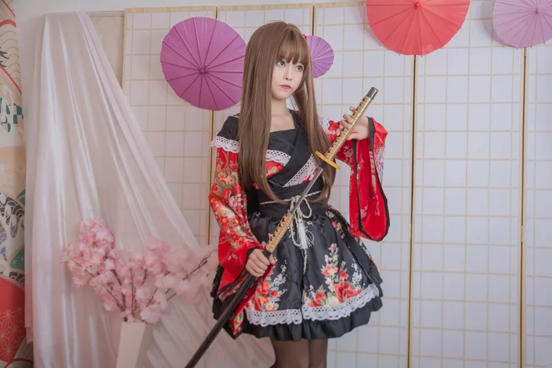 Lovelive/кимоно для девочек; платье японского аниме Kawaii; маскарадные костюмы с цветочным рисунком; причудливая Восточная юката; женская кружевная праздничная одежда в стиле Лолиты