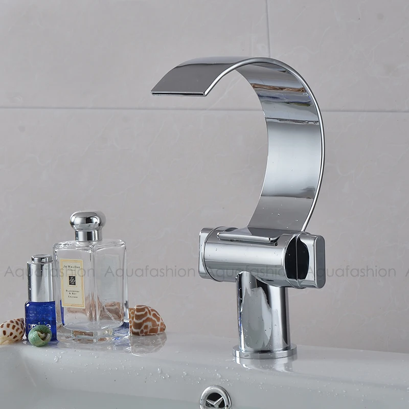New Arrival Waterfall Faucet Cold and Hot Water Bathroom Curved Lavatory Faucets | Обустройство дома