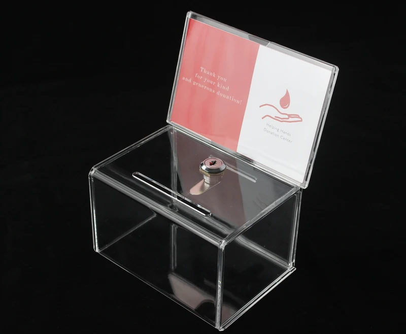 Акриловая коробка для сбора подарков средств Perspex с блокировкой ключей