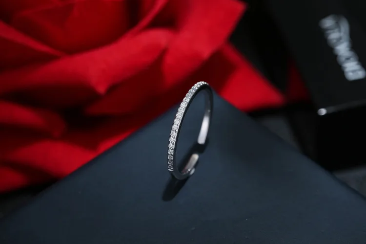 Простое кольцо стразы из серебра 925 пробы с кристаллами для женщин ювелирные