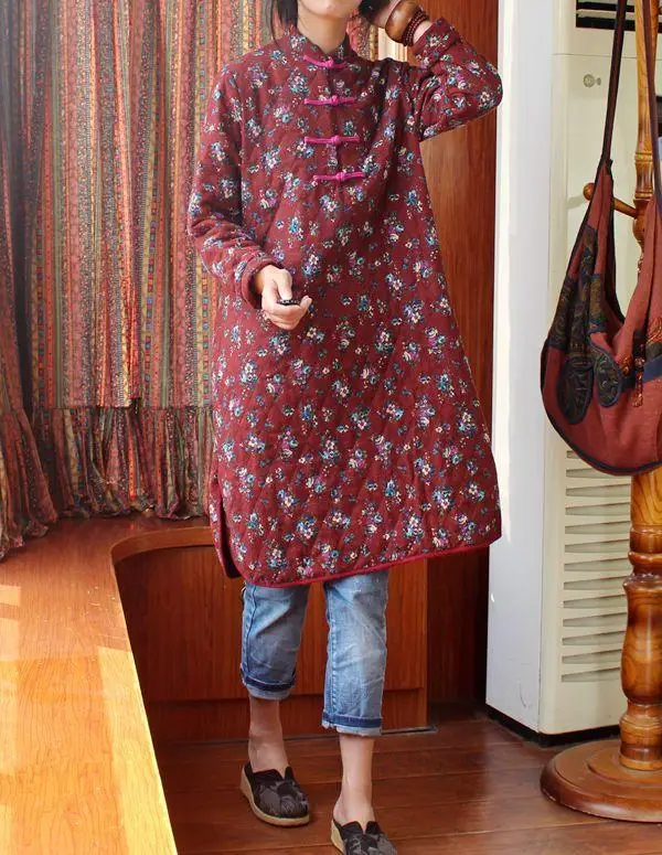 

Original spring and autumn double-sided sanding quilted cotton folk style coat thin coat