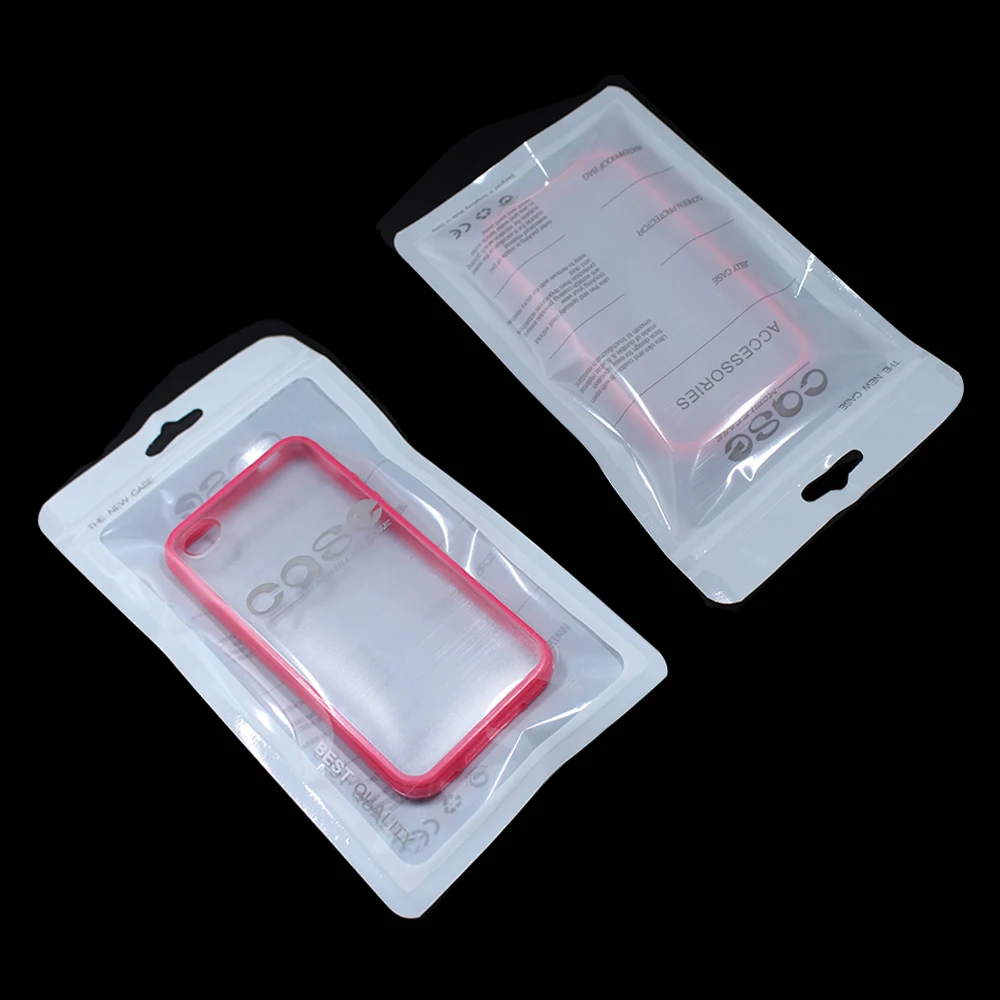White Clear Cell Phone Case Retail Pack Storage Bags W/ Hang Hole For iPhone 4 4S 5 5S 6 Plastic Zipper Pack Pouch 250Pcs/ Lot