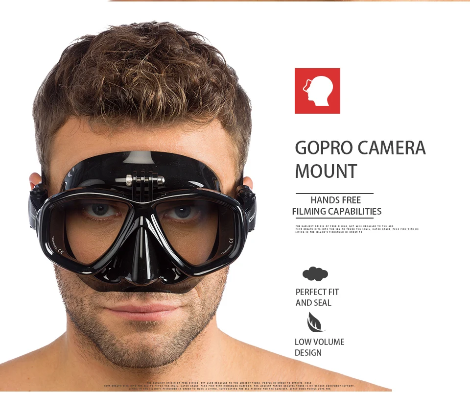 Cressi экшн маска для подводного плавания с Go Pro крепление для камеры закаленное стекло 2 окна низкий объем подводное плавание маска для плавания для взрослых
