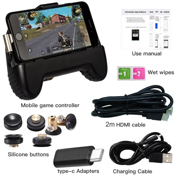 2m HDMI for type c PUBG контроллер мобильный геймпад HDMI дисплей адаптер игровой коврик джойстик для iPhone Android такой же экранный преобразователь к телевизору проектор - Цвет: 2m HDMI for type c