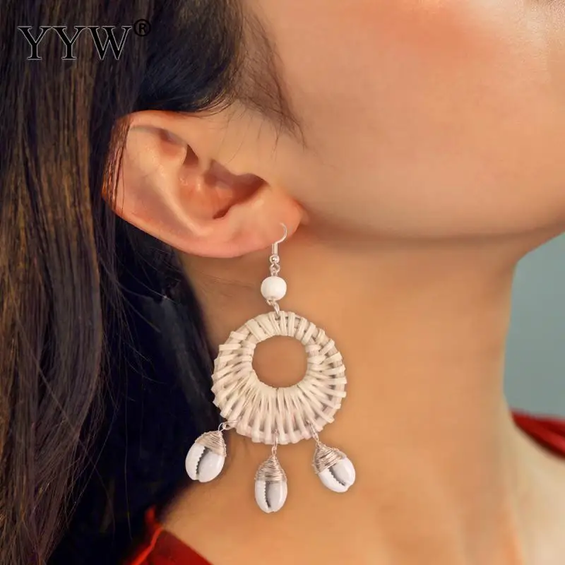 Украшения для пляжа из бамбука деревянные плетеные серьги ротанга и лозы с