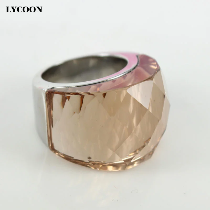 Лидер продаж! Женское кольцо с кристаллами LYCOON из нержавеющей стали 316L
