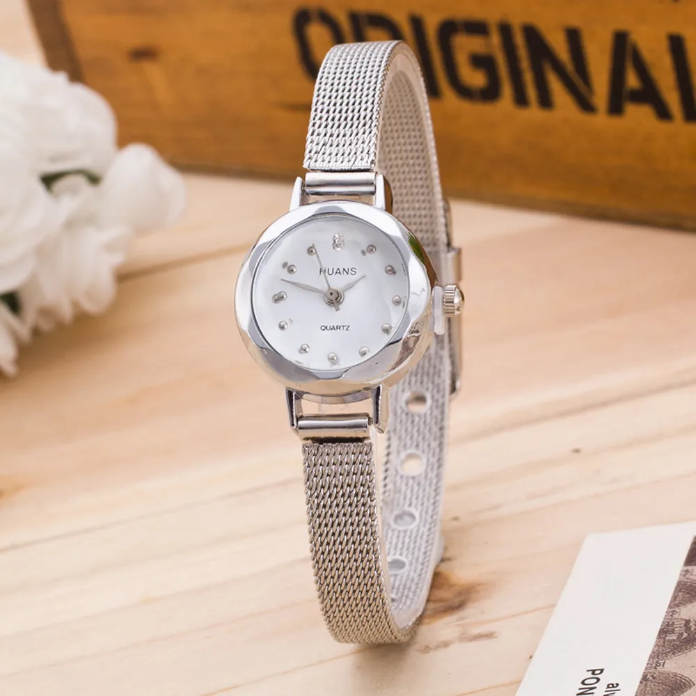 

Quartz Watch Women Small Round Dial Stainless Steel Woven Mesh Band Simple Casual Ladies Wrist Watches Relogio Feminino Z510