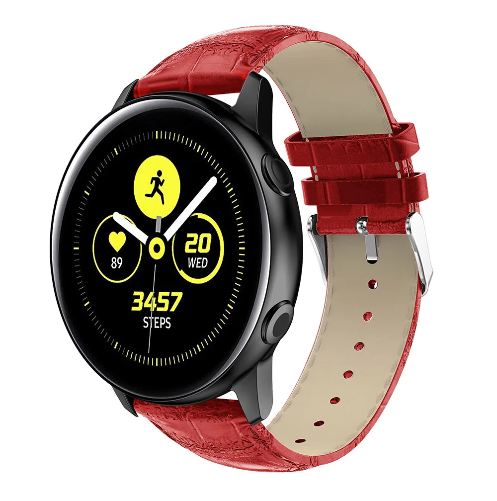 Ремешок из крокодиловой кожи для Samsung Gear S2 galaxy watch active 2 Xiaomi Huami Amazfit Bip BIT 20