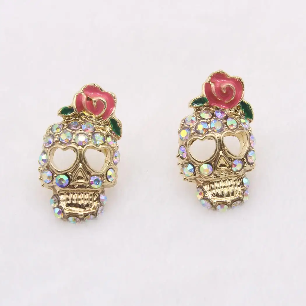 Женские Модные панковские хрустальные цветочные доска с черепами вечерние