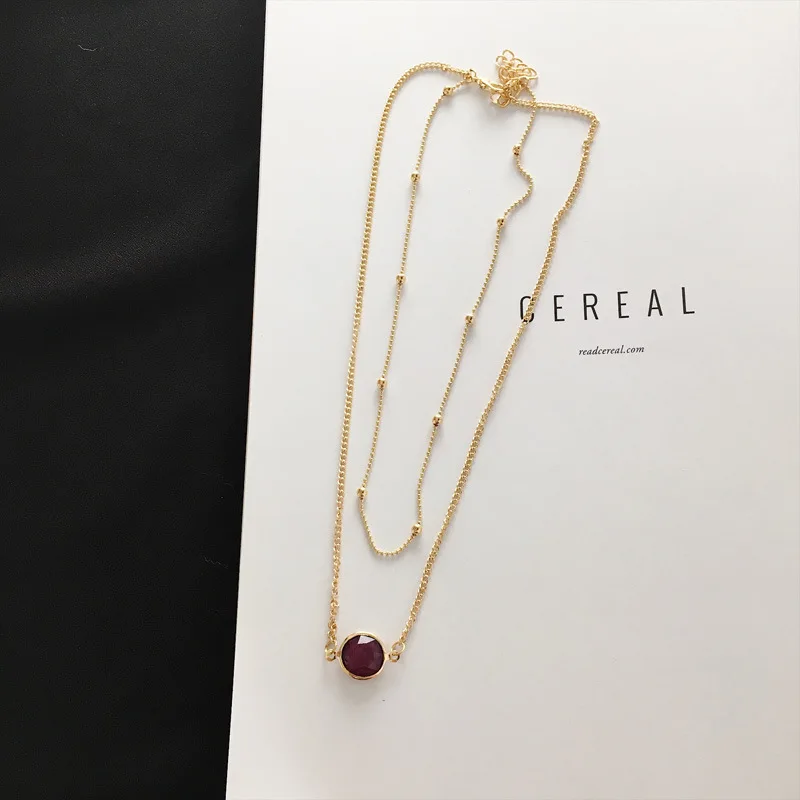 Punk Double Layer Beads Opal Necklaces &amp Pendants for Women Simple Style Birthdays Jewelry Femme Bijuterias Collier | Украшения и
