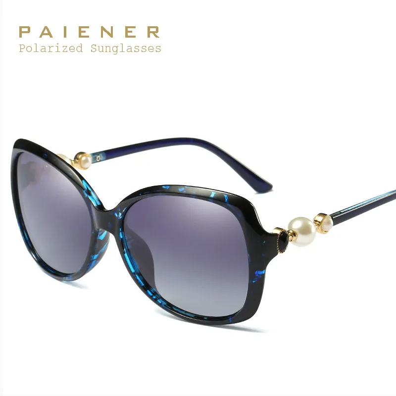 Брендовые женские поляризационные солнцезащитные очки большая оправа с