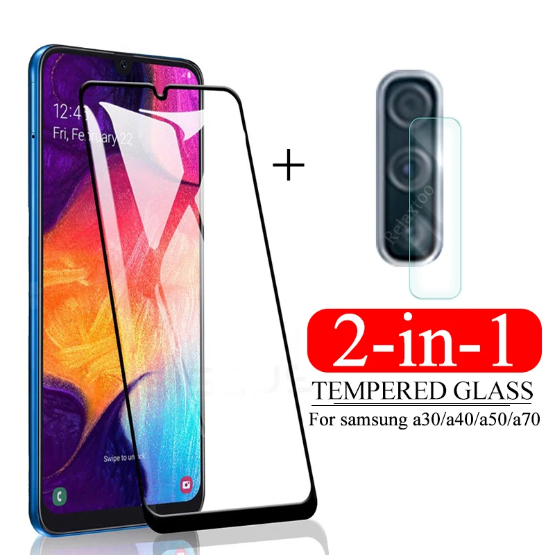 Защитное стекло 2 в 1 3D a50 закаленное для samsung galaxy a70 a30 a40 защитная пленка объектива