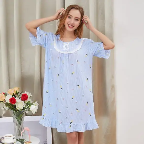 Повседневная женская ночная рубашка Fdfklak большого размера с коротким рукавом