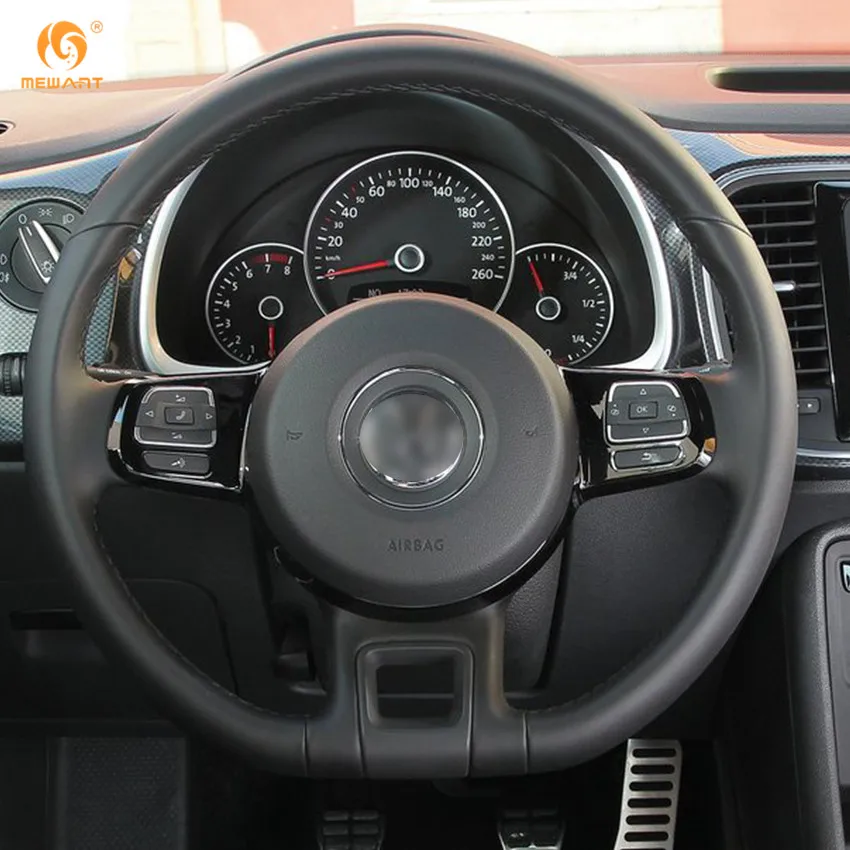 MEWANT черный чехол рулевого колеса автомобиля из искусственной кожи для Volkswagen VW
