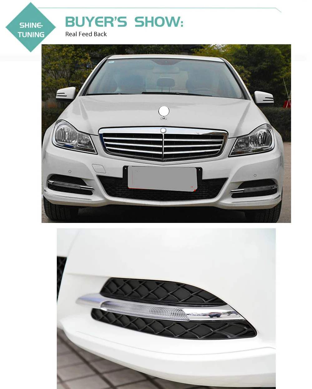 Подходит для C class W204 светодиодный светильник дневного света/крышка рамы бампера 2012 C180 C200 C300 C250 сетка