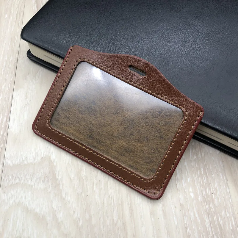 20 Pcs Colorful Horizontal Style Neck Strap ID Badge Holders PU Name Card Case Certificate With Lanyard School Office Tools