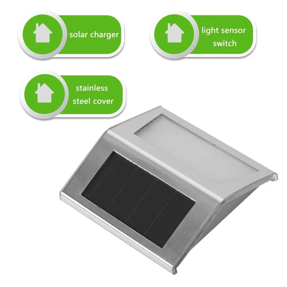 2LED Современная Солнечная настенная лампа из нержавеющей стали датчик света