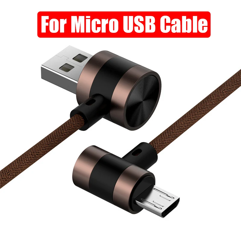 90 градусов локоть USB C Micro USB кабель 2.1A быстрое зарядное устройство USB шнур L Тип Нейлоновый плетеный кабель для передачи данных для huawei samsung sony Xiaomi - Цвет: For Micro USB cable