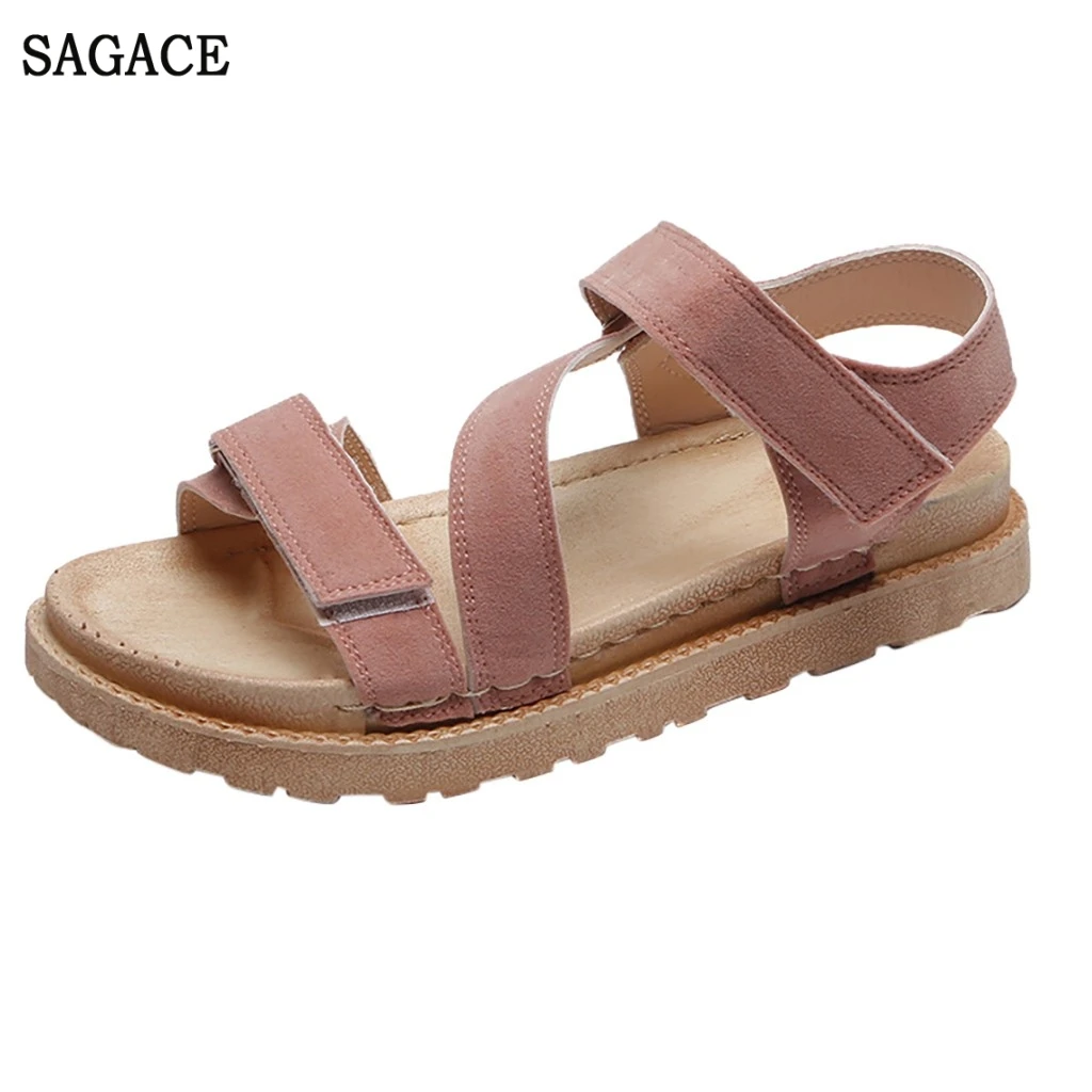 SAGACE сезон лето женские красивые нейтральные удобные сандалии на плоской подошве