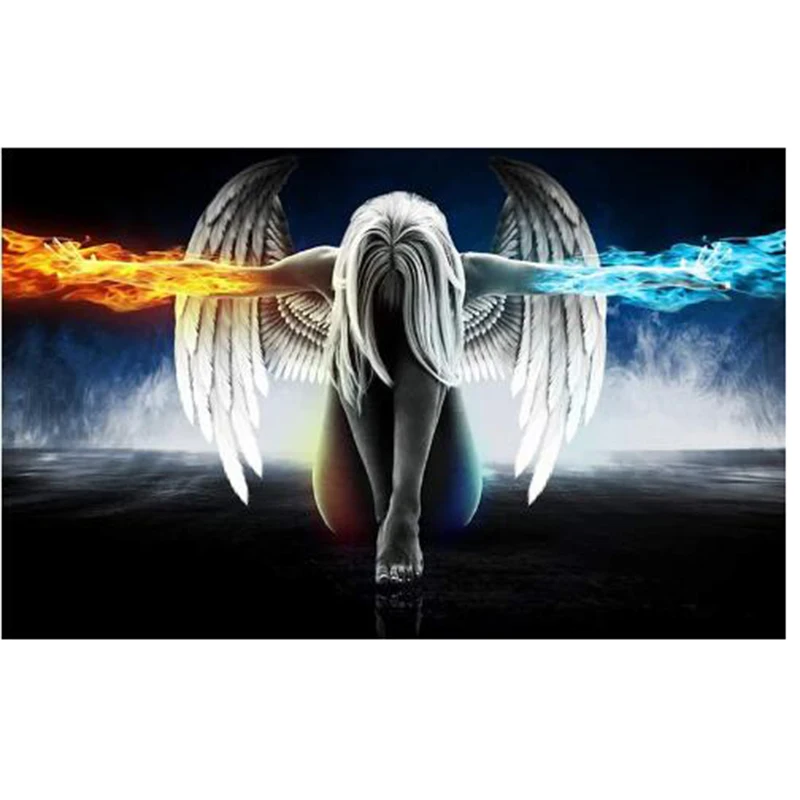 Алмазная картина полный квадратный алмаз &quotАнгел и крылья&quot 3D вышивка крестом