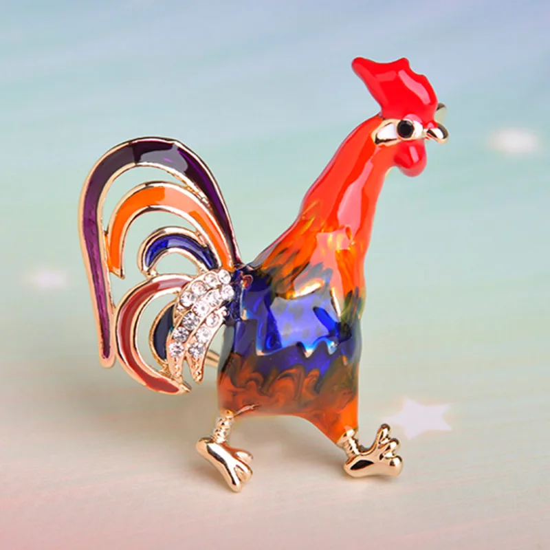 Новое поступление бриллианты милые животные мужские антикварные петухи брошь