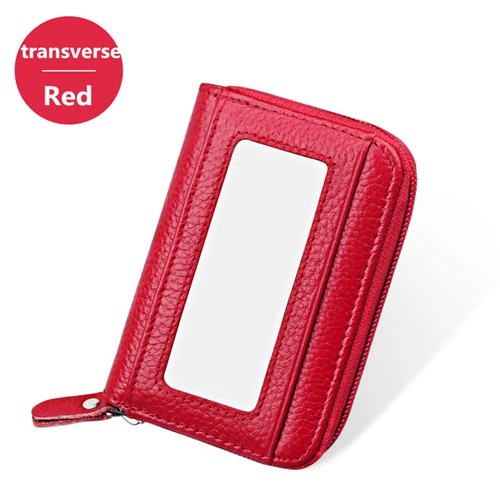 Натуральная кожа унисекс RFID анти-сканирующий бизнес-держатель для карт банк кредитное хранение принадлежности чехол для карт ID держатель для карт carte - Цвет: Transverse-red