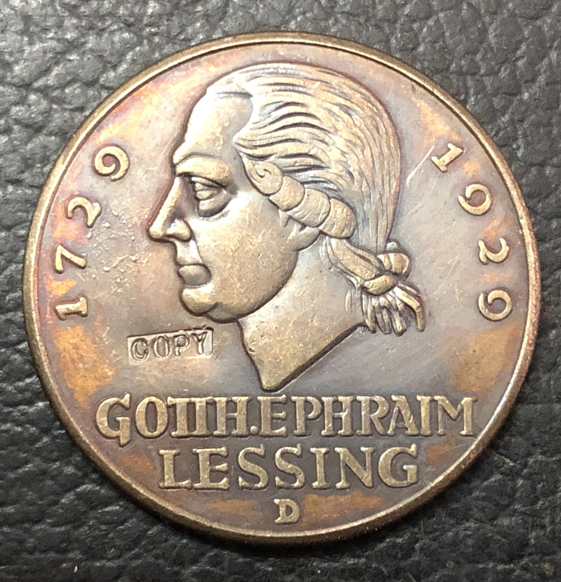 

Медная монета Германии 1929 года 3 Reichsmark Lessing