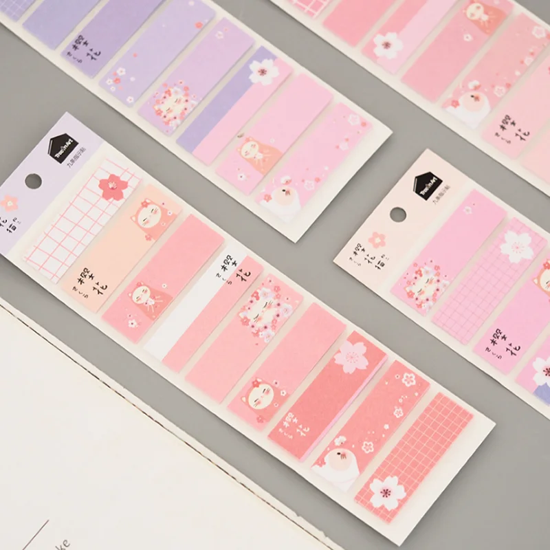1 шт. Kawaii мини Вишневый Кот Сакура Блокнот N Times Sticky Notes Escolar Papelaria канцелярские принадлежности для школы наклейка-закладка