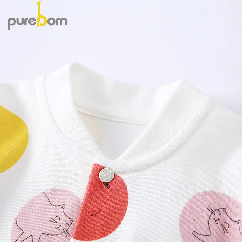 Pureborn/комбинезон для новорожденных мальчиков и девочек хлопковая одежда с