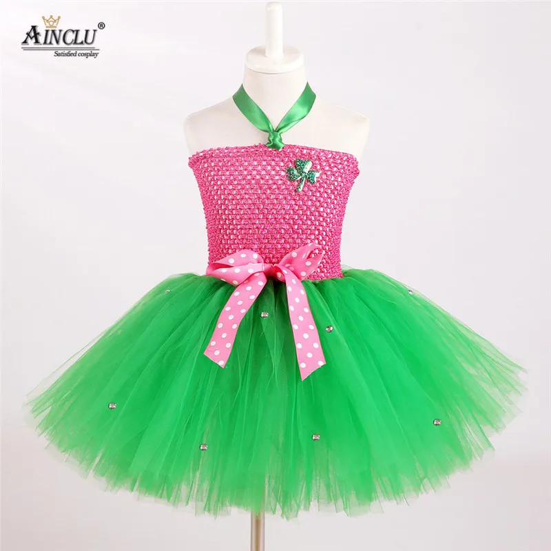 1-12Y Girls Fresh Four Leaf Clover Tutu Dress Kids Birthday Princess Party Rivet St. Patrick's Day Costume | Тематическая