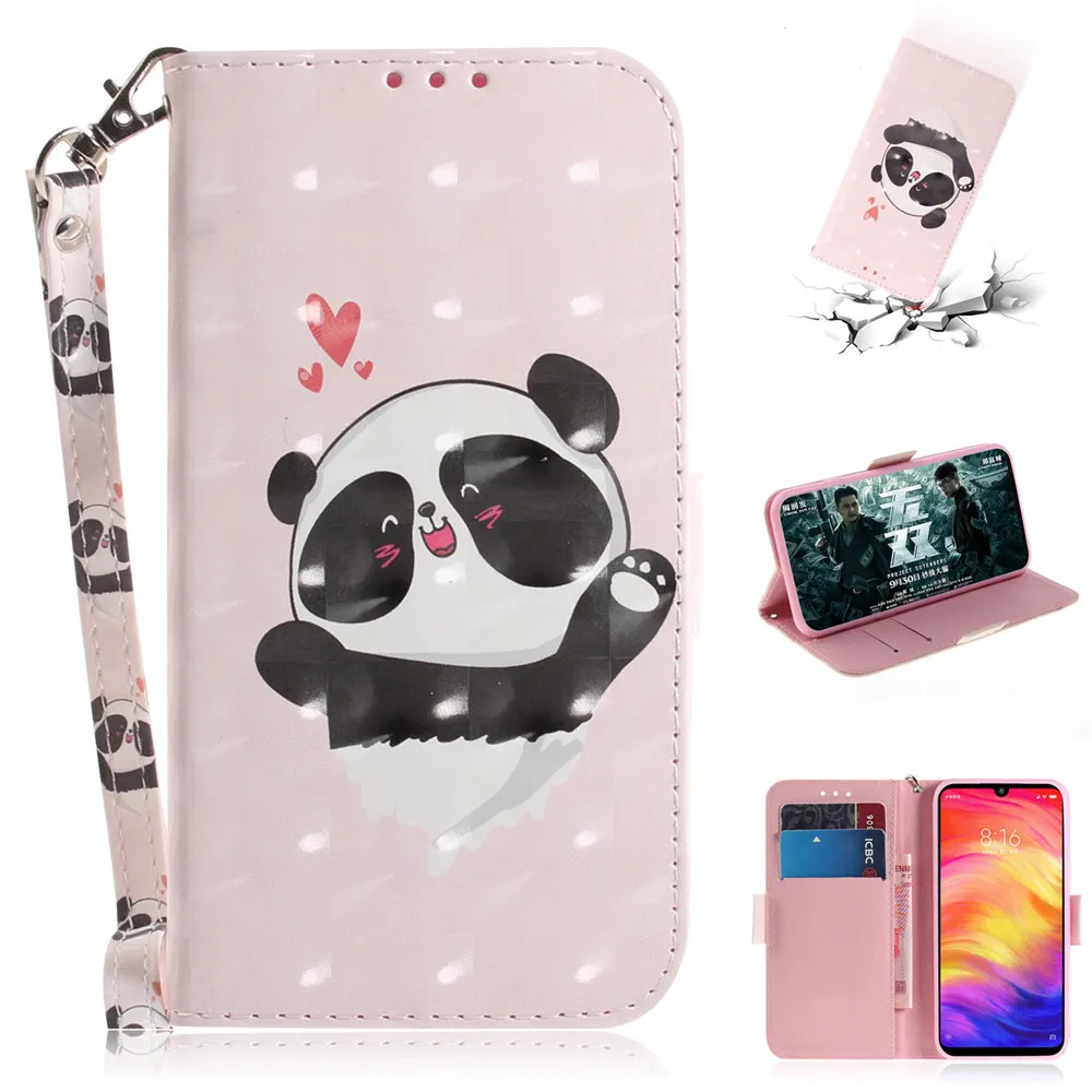 Стильный кожаный чехол-книжка с 3D рисунком для Xiaomi mi A3 9T CC9 CC9e Red mi 7 7A Note 7 K20 чехол с ремешком