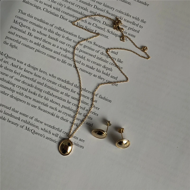 

Pure 925 Sterling Silver Necklace Personality creativity geometry oval round coin Women Necklace Choker Silver Chain