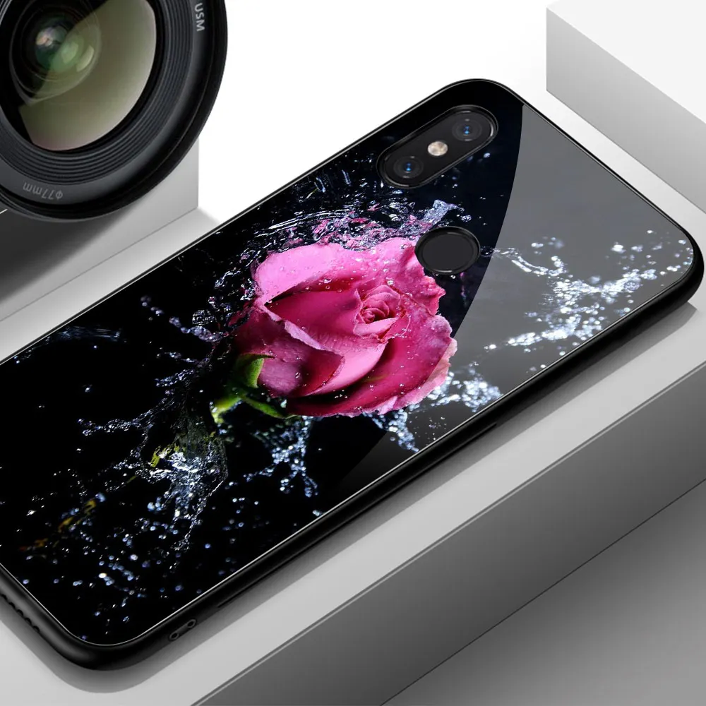 Чехол с красной розой для xiaomi mi 9, стеклянная задняя крышка, цветочный чехол для xiaomi 6 8 9 se 8 lite explorer mi x 2 2s 3 max 3 - Цвет: 01890