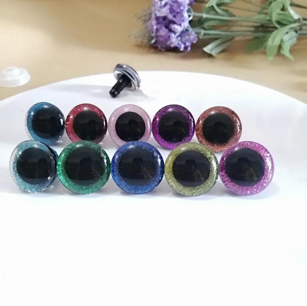 200pcs/lot---16mm &amp 20mm 24mm clear trapezoid plastic safety toy eyes + glitter fabric white washer--size color option | Игрушки и